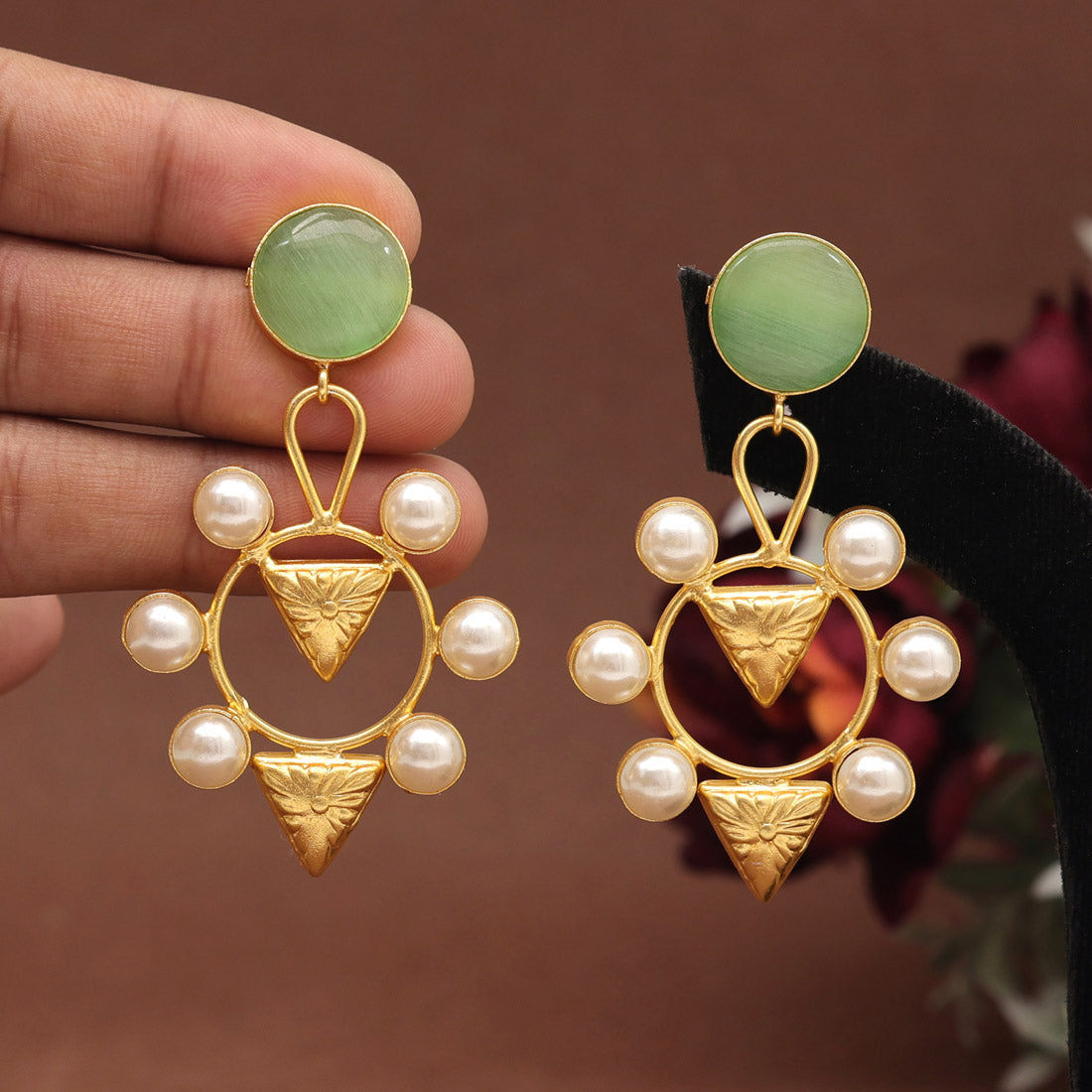 Pista Green Color Amrapali Earrings (AMPE404PGRN) Earrings GetGlit   