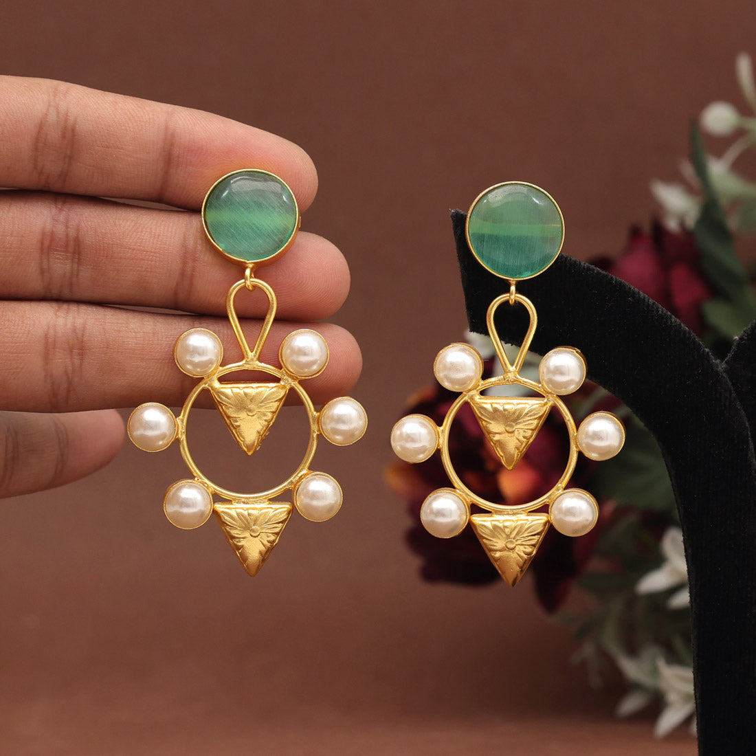 Rama Green Color Amrapali Earrings (AMPE404RGRN) Earrings GetGlit   