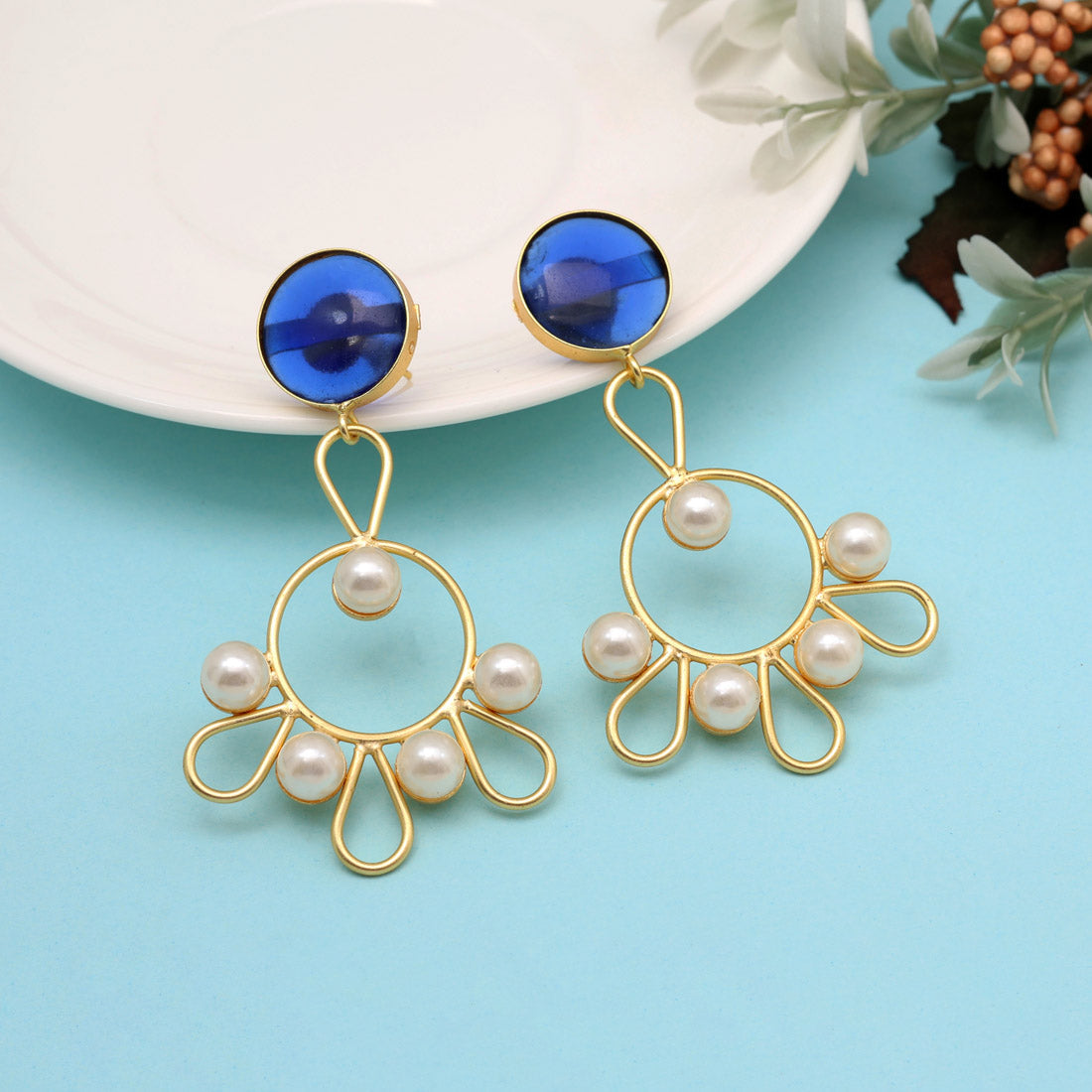 Blue Color Amrapali Earrings (AMPE405BLU) Jewellery GetGlit   