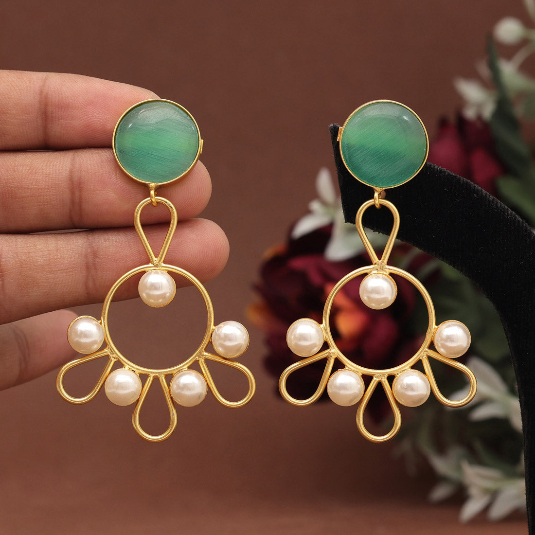 Rama Green Color Amrapali Earrings (AMPE405RGRN) Earrings GetGlit   