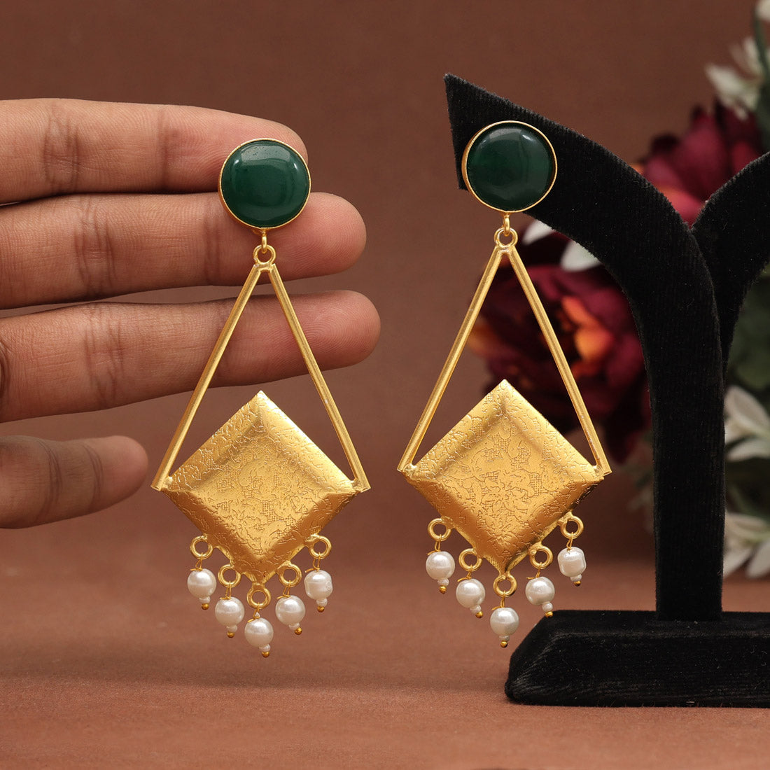 Green Color Amrapali Earrings (AMPE406GRN) Earrings GetGlit   