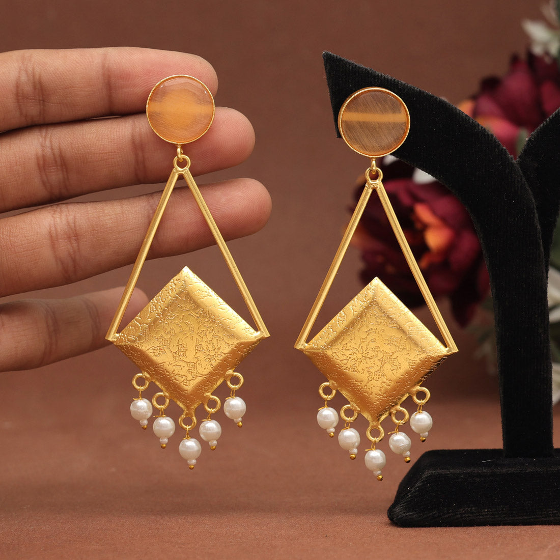 Peach Color Amrapali Earrings (AMPE406PCH) Earrings GetGlit   