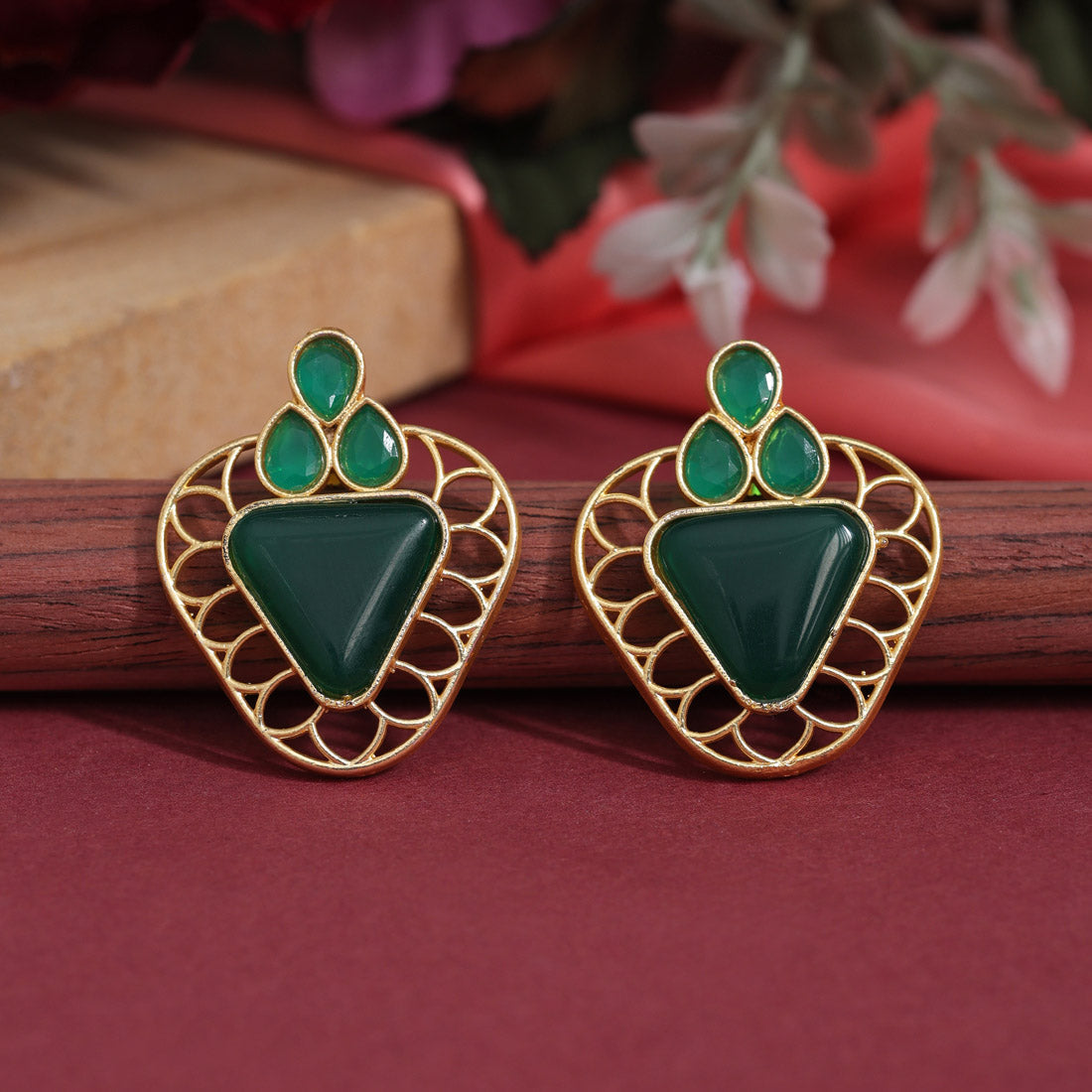 Green Color Amrapali Earrings (AMPE407GRN) Jewellery GetGlit   