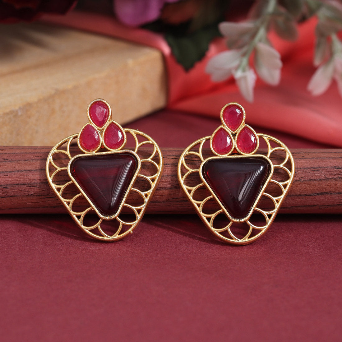 Maroon Color Amrapali Earrings (AMPE407MRN)