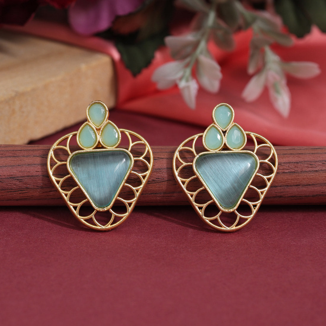 Sky Blue Color Amrapali Earrings (AMPE407SBLU) Jewellery GetGlit   