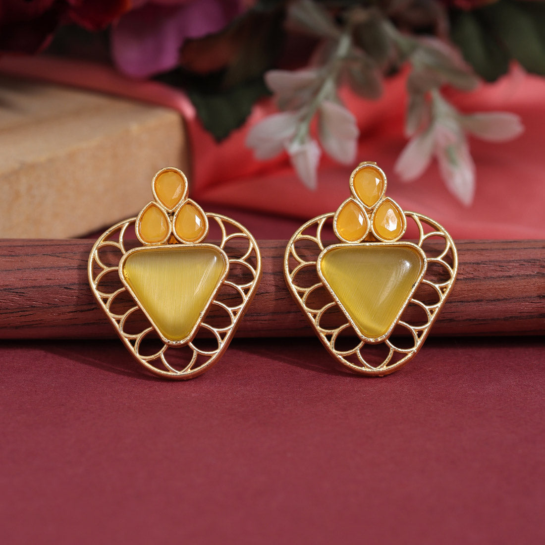 Yellow Color Amrapali Earrings (AMPE407YLW) Jewellery GetGlit