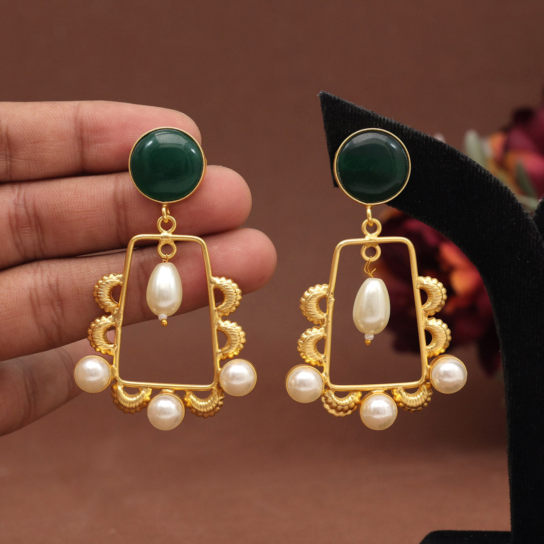 Green Color Amrapali Earrings (AMPE408GRN) Earrings GetGlit   