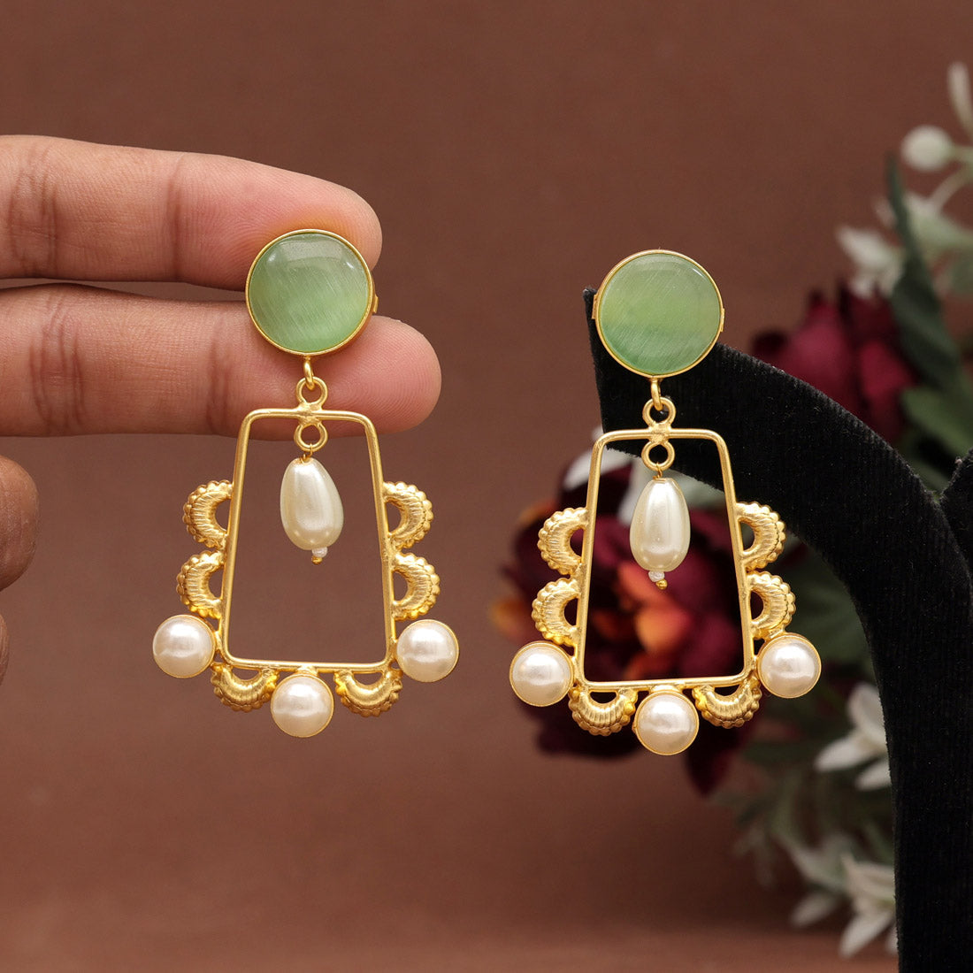 Pista Green Color Amrapali Earrings (AMPE408PGRN) Earrings GetGlit   