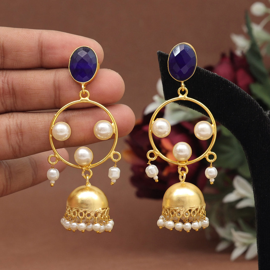 Blue Color Amrapali Earrings (AMPE409BLU) Earrings GetGlit   