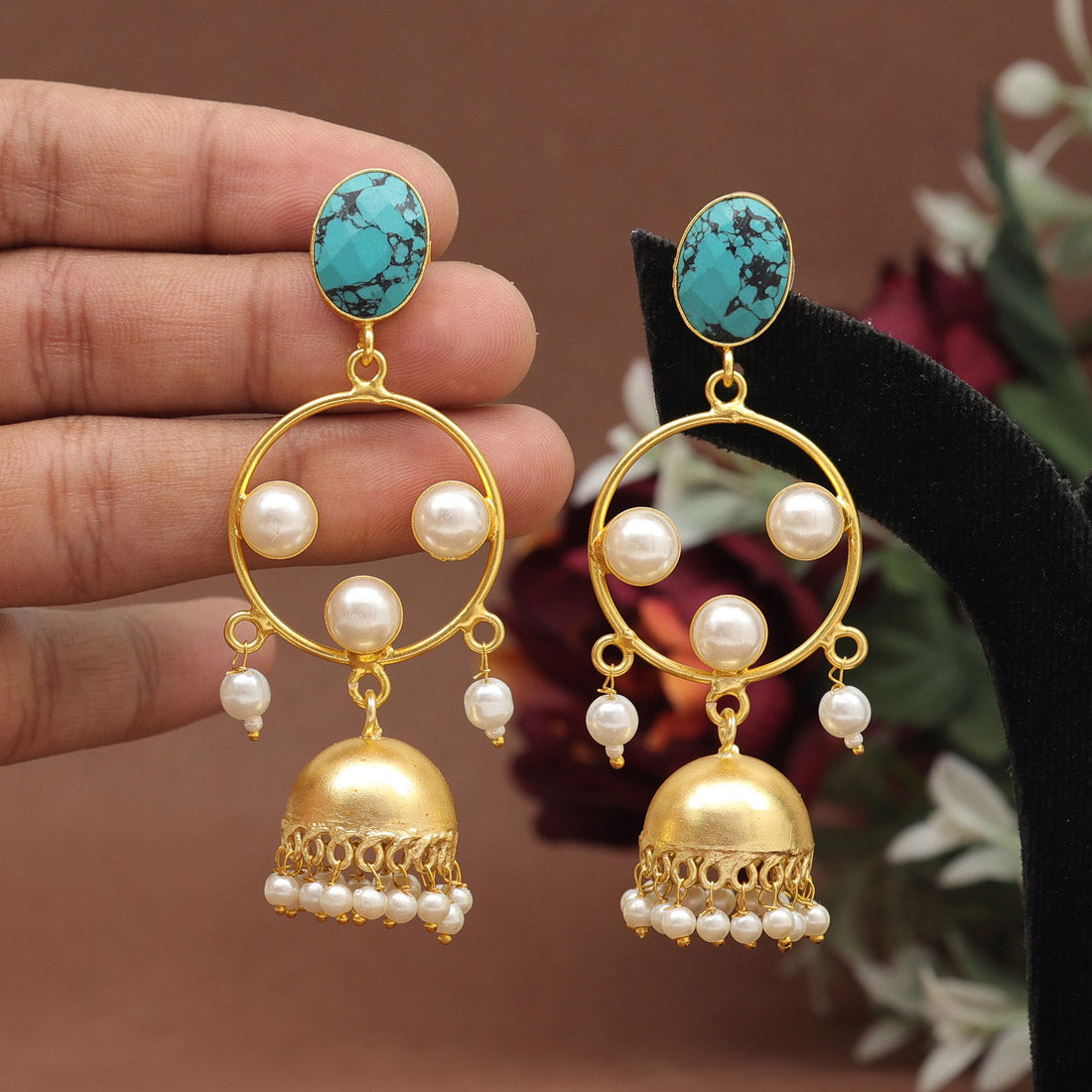 Aqua Green Color Amrapali Earrings (AMPE409BT) Earrings GetGlit   