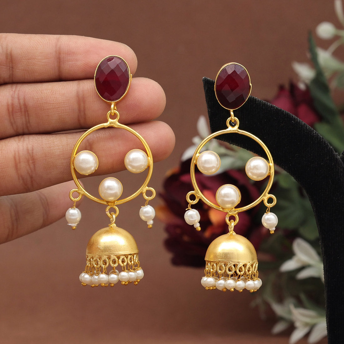 Maroon Color Amrapali Earrings (AMPE409MRN) Earrings GetGlit   