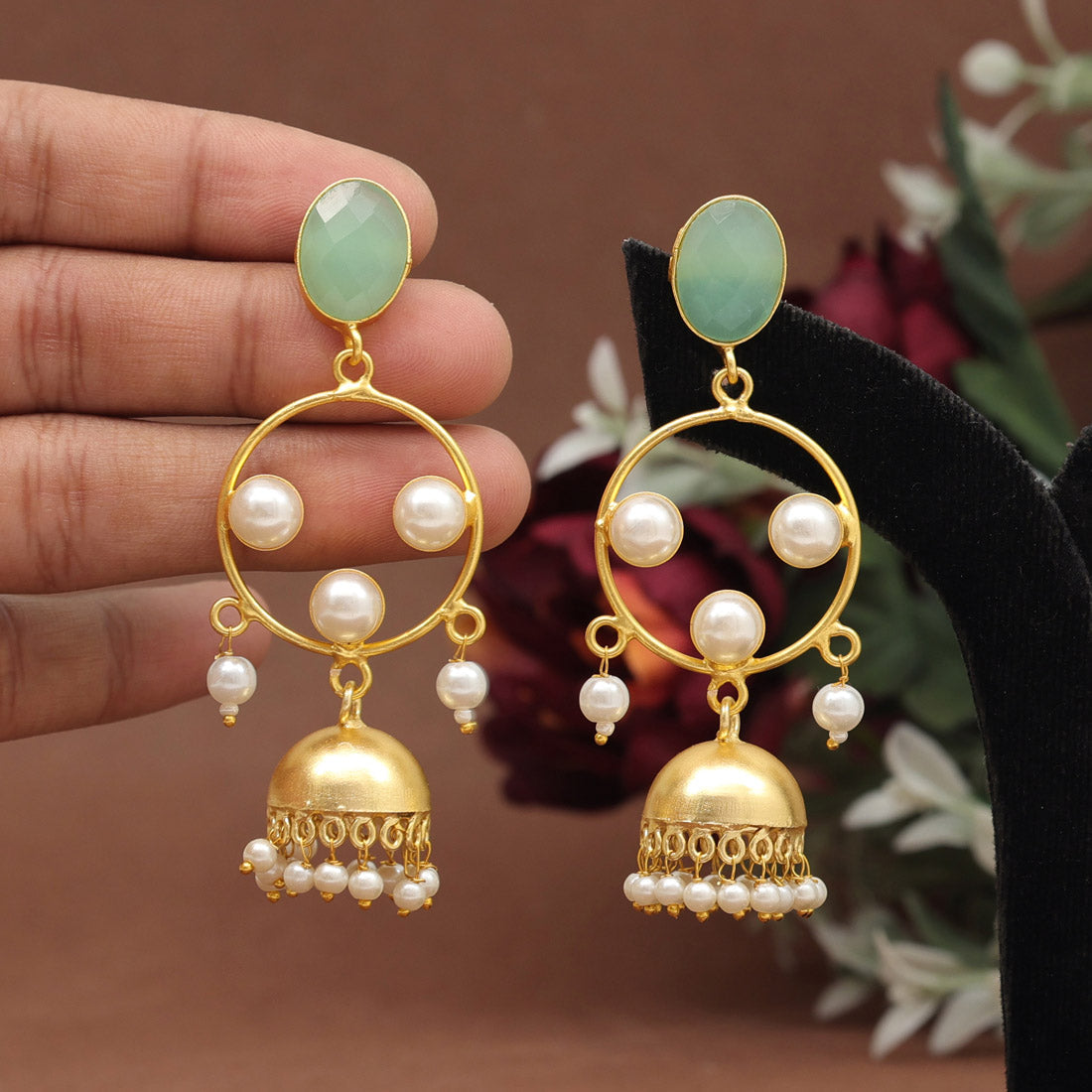 Pista Green Color Amrapali Earrings (AMPE409PGRN) Earrings GetGlit   