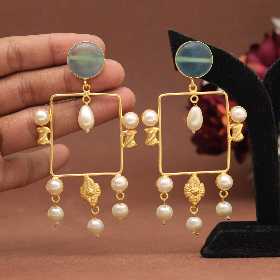 Sky Blue Color Amrapali Earrings (AMPE410SBLU) Earrings GetGlit   