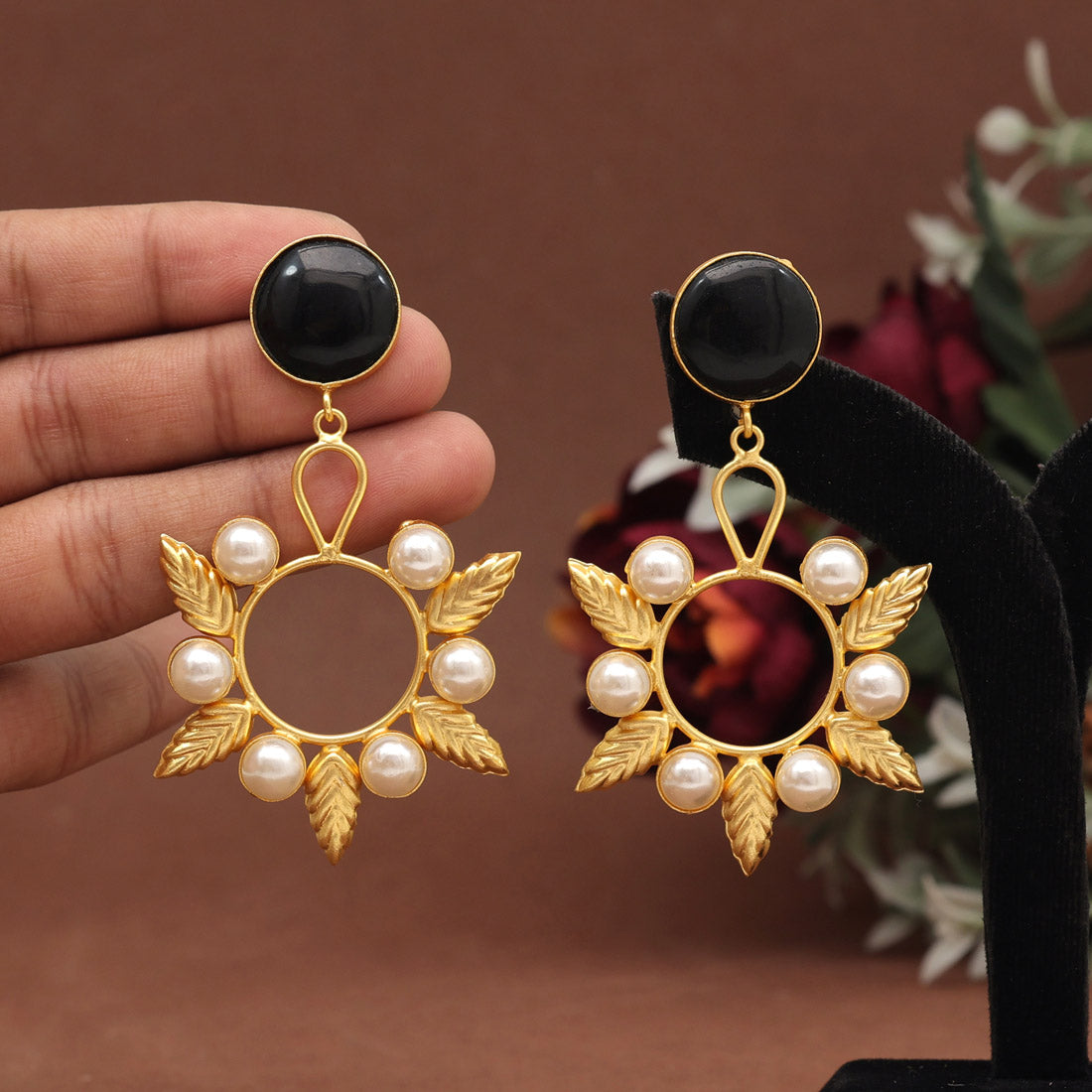 Black Color Amrapali Earrings (AMPE411BLK) Earrings GetGlit   