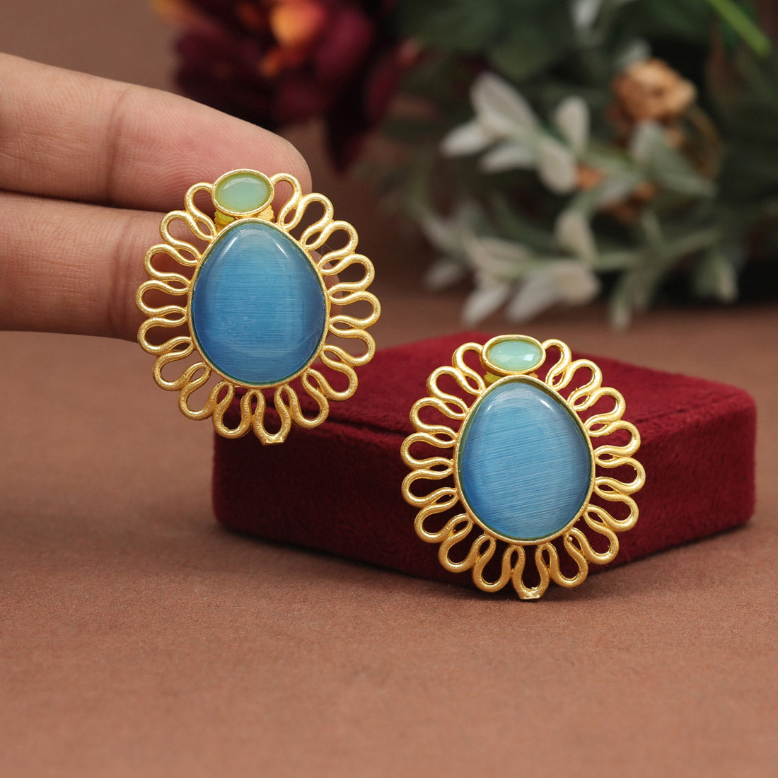 Sky Blue Color Amrapali Earrings (AMPE412SBLU) Earrings GetGlit   