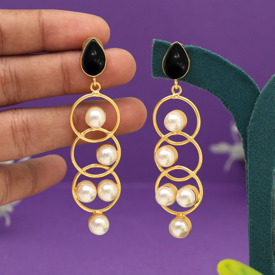 Black Color Amrapali Earrings (AMPE434BLK) Jewellery GetGlit   