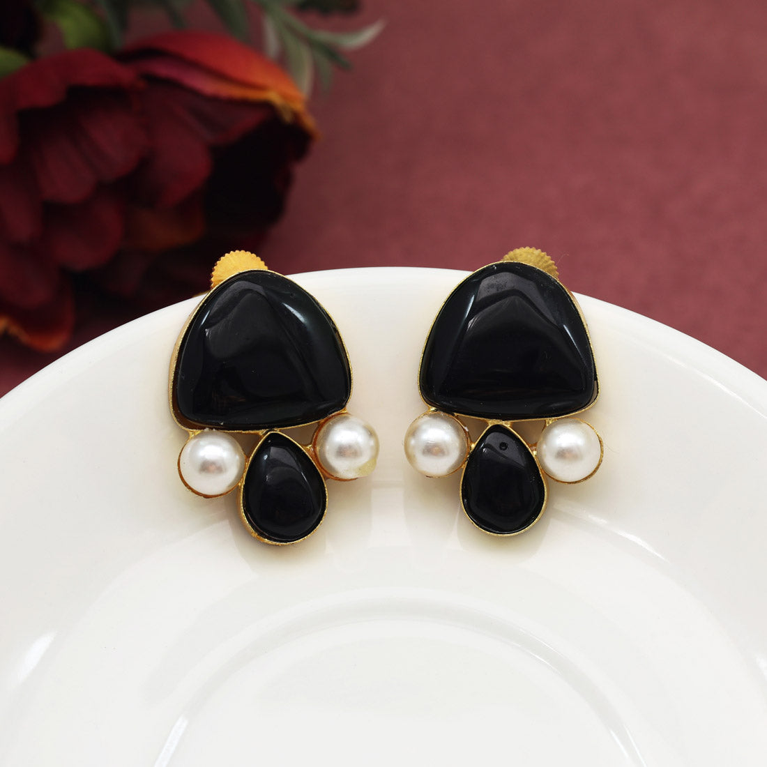 Black Color Amrapali Earrings (AMPE435BLK) Jewellery GetGlit