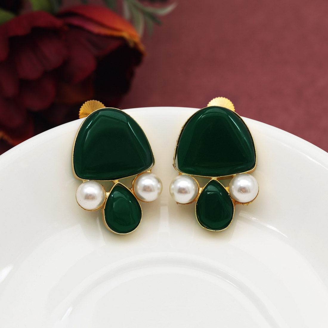 Green Color Amrapali Earrings (AMPE435GRN) Jewellery GetGlit   