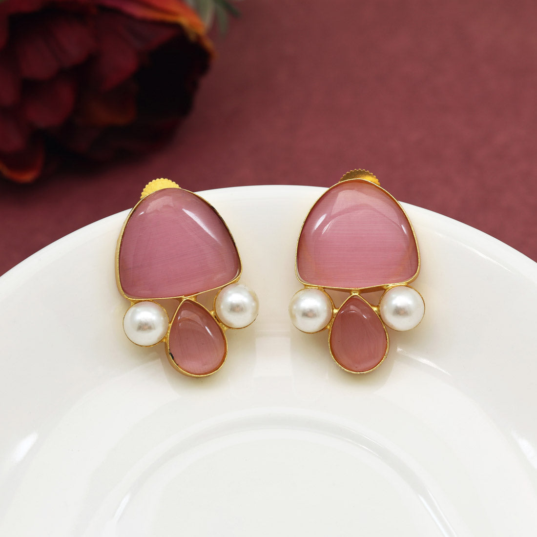 Pink Color Amrapali Earrings (AMPE435PNK) Jewellery GetGlit   