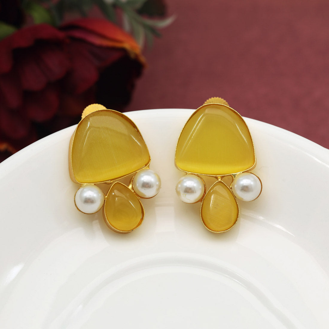 Yellow Color Amrapali Earrings (AMPE435YLW) Jewellery GetGlit