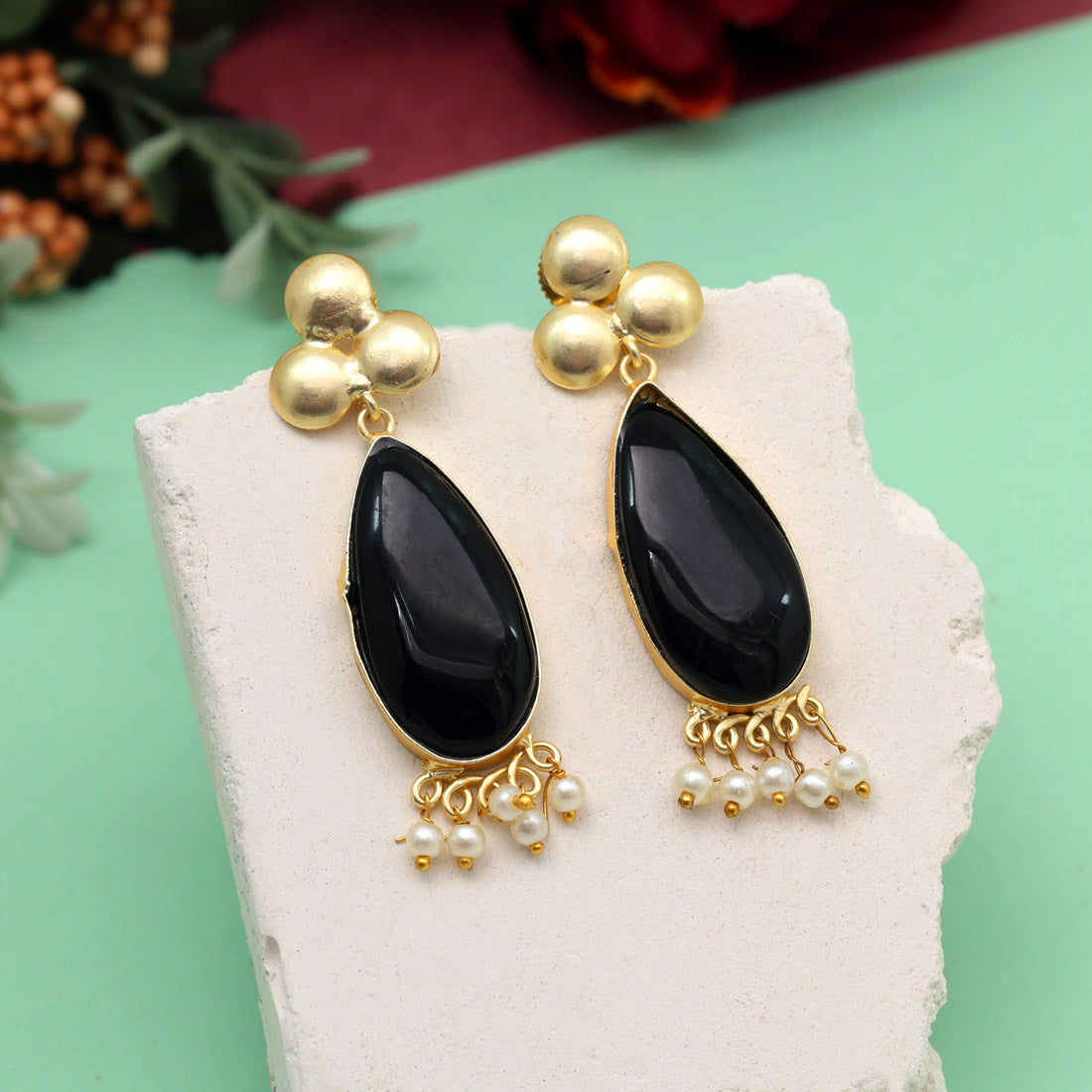 Black Color Amrapali Earrings (AMPE436BLK) Jewellery GetGlit   