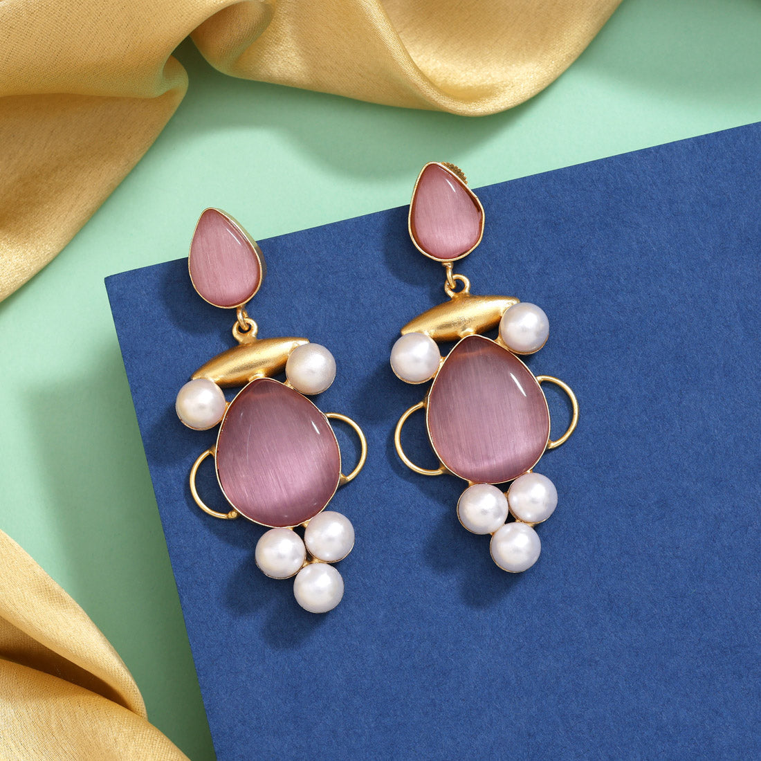 Stylish Pink Color Amrapali Earrings Jewellery GetGlit
