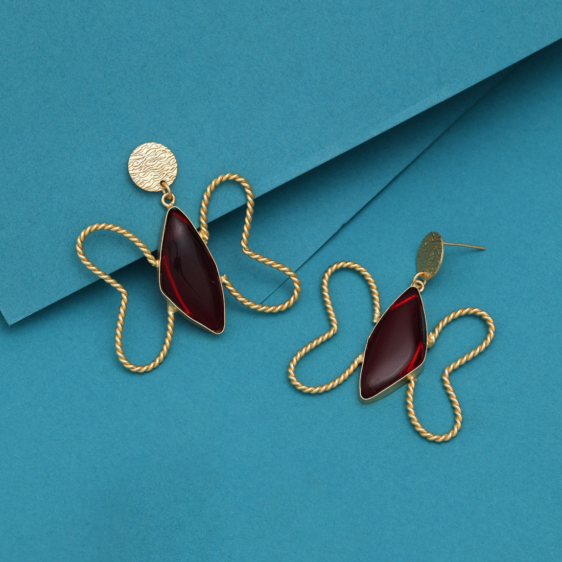 Red Color Butterfly Design Amrapali Earrings Jewellery GetGlit