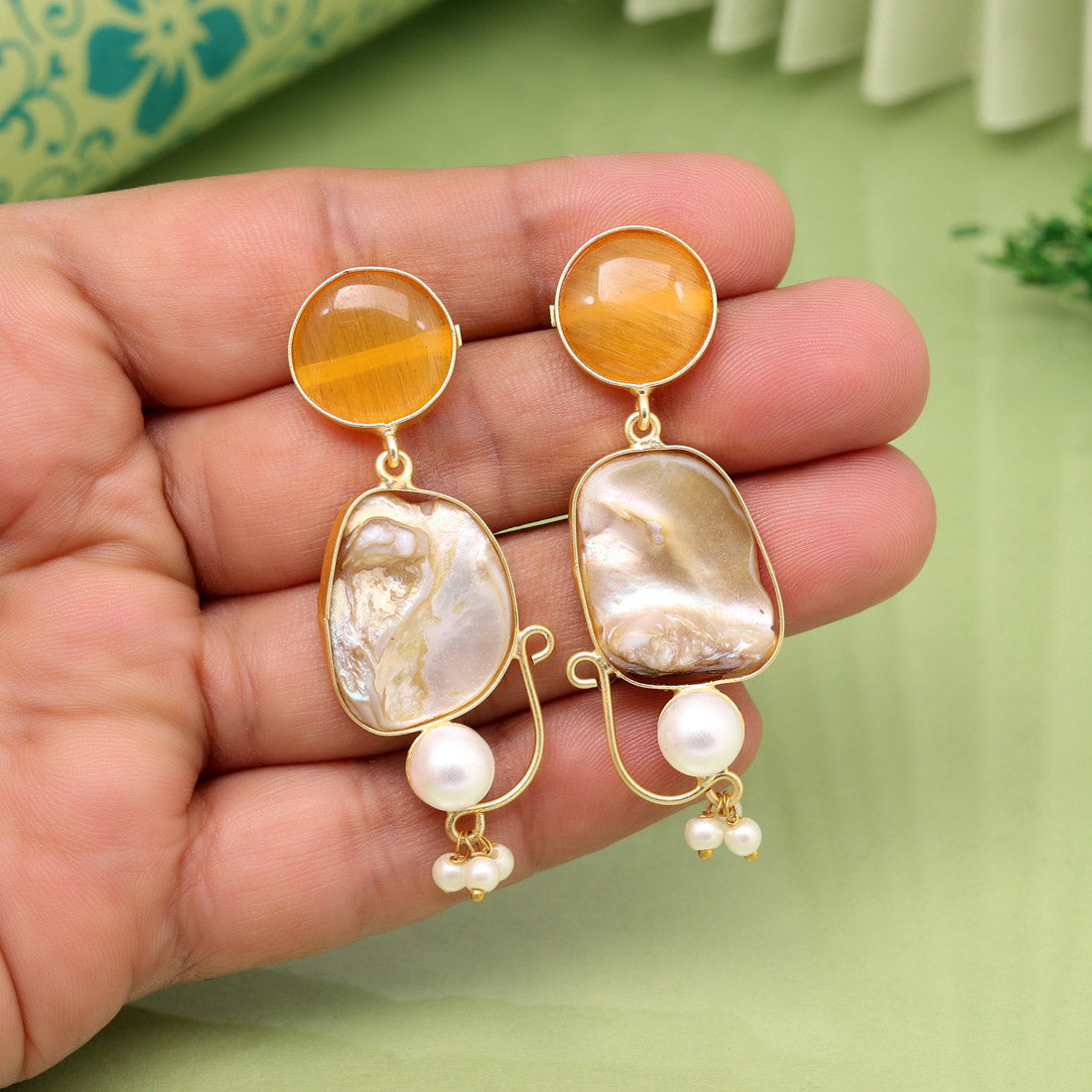 Yellow Color Amrapali Earrings Jewellery GetGlit