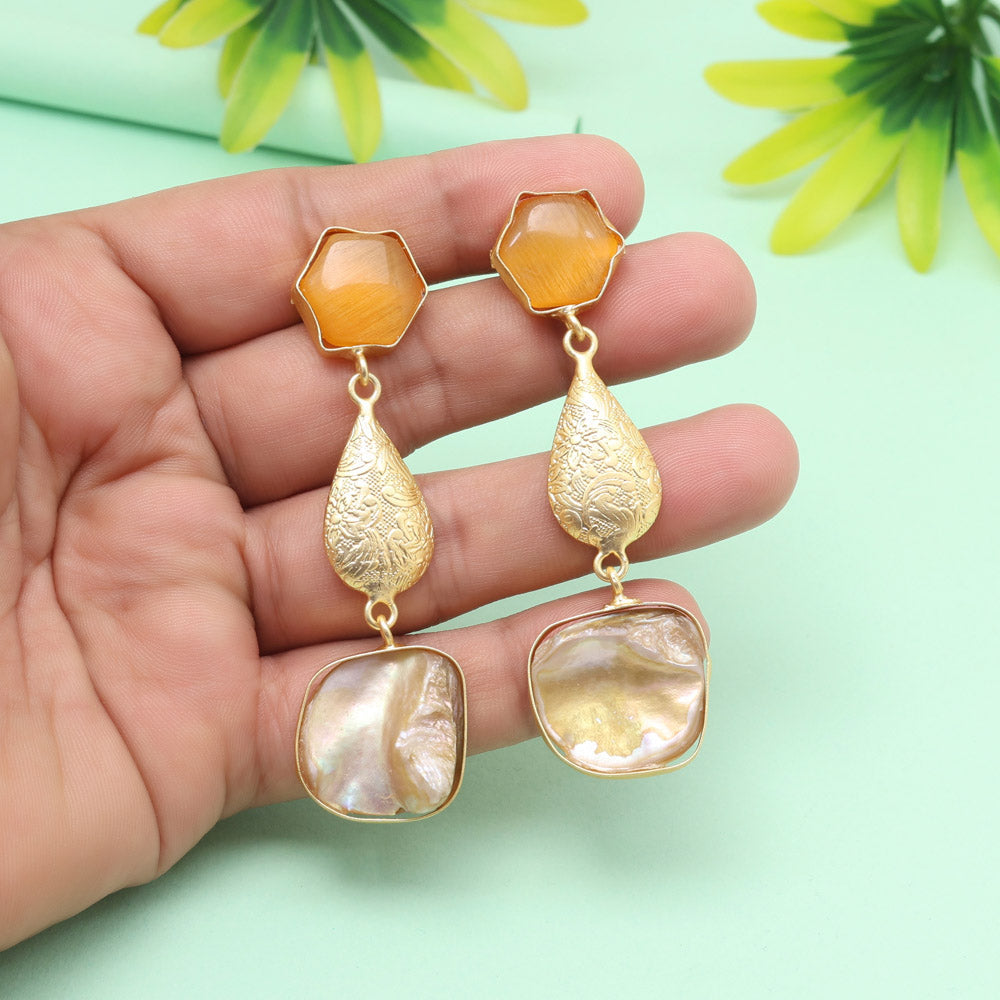 Creamy Mustard Yellow Color Amrapali Earrings Jewellery GetGlit