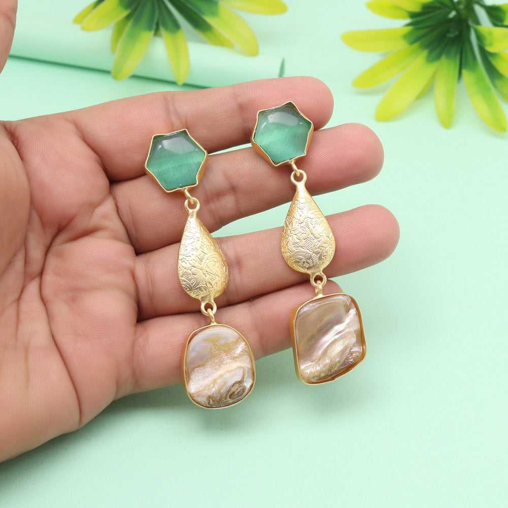 Frosted Pista Green Color Amrapali Earrings Jewellery GetGlit
