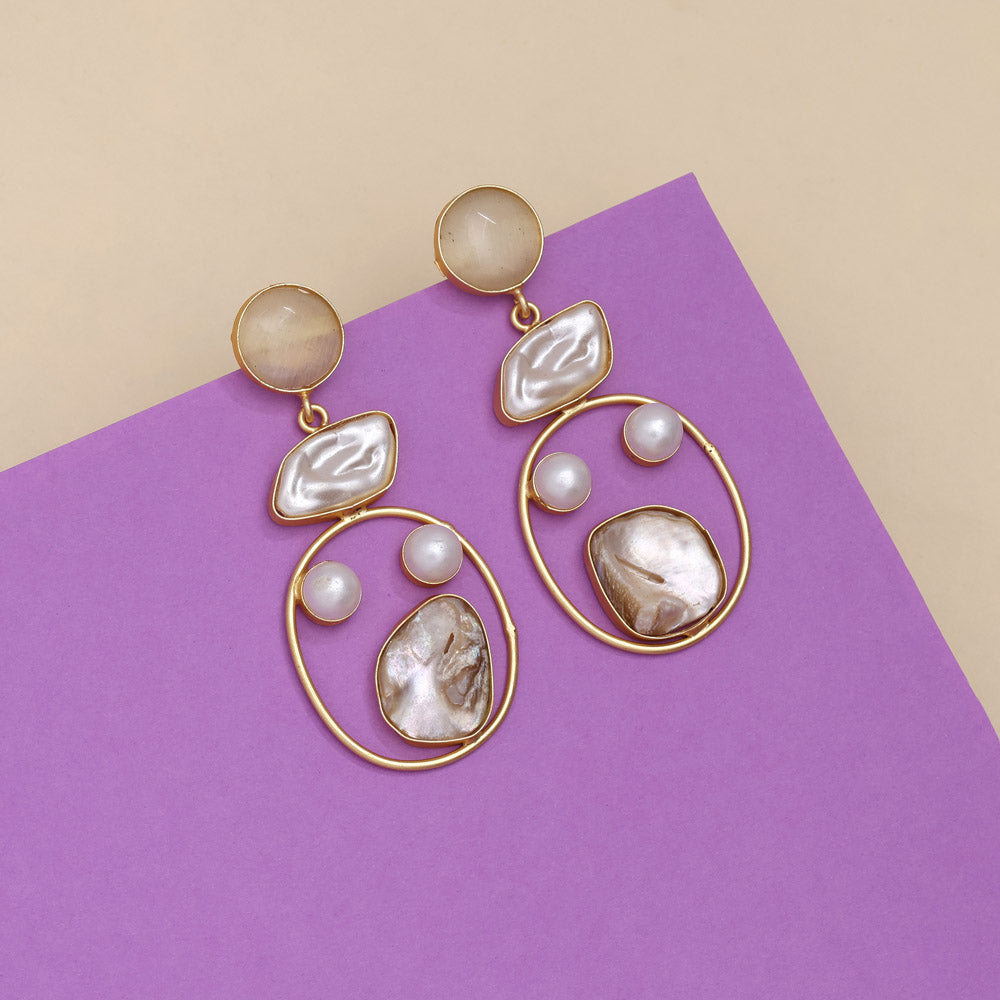 Bright Pearl White Color Amrapali Earrings Jewellery GetGlit