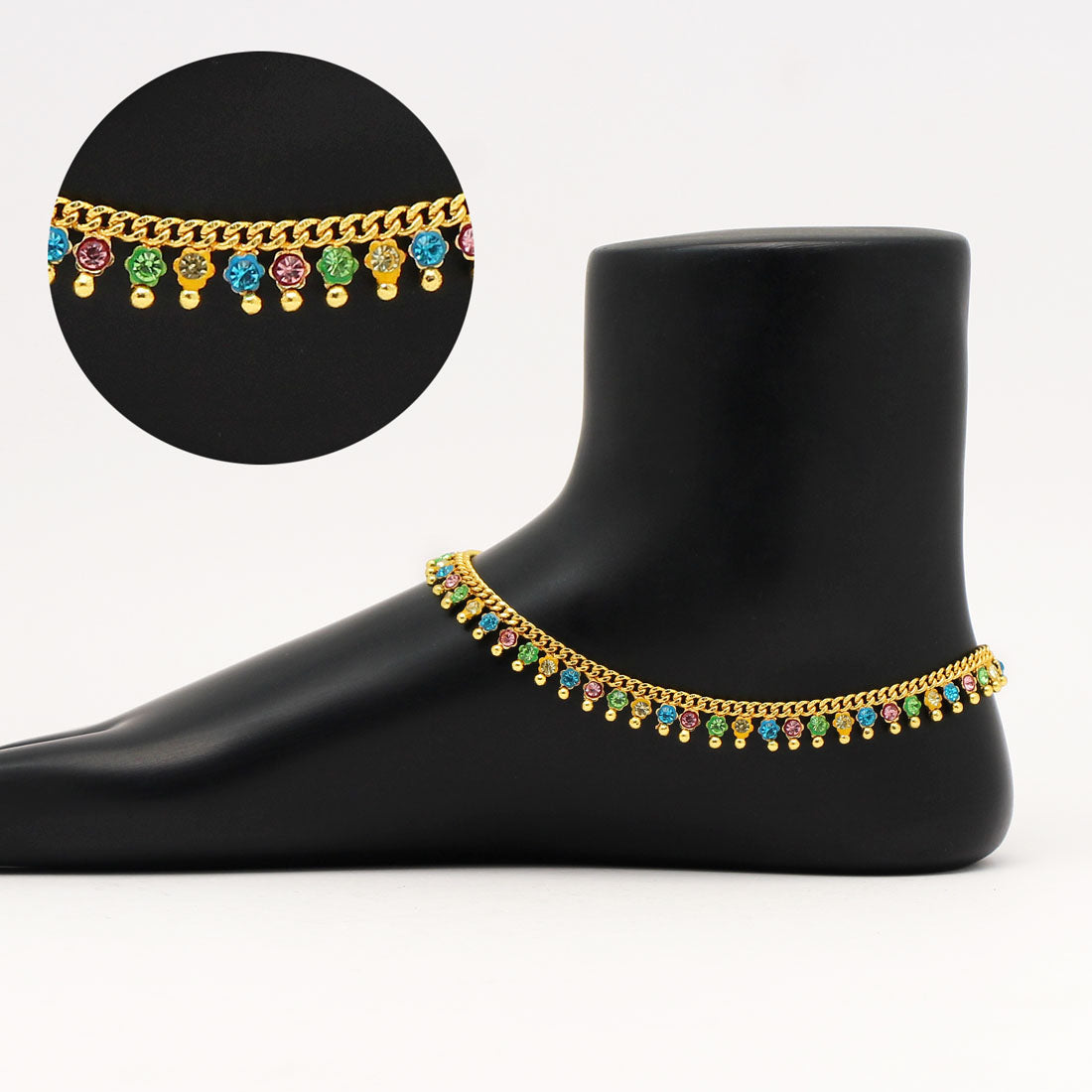 Multi Color Rhinestone Anklets (ANK1006MLT) Jewellery GetGlit