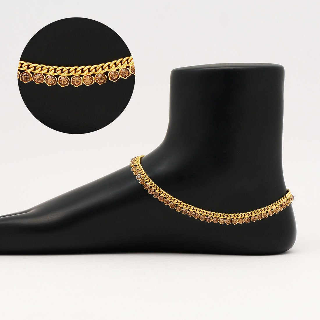 Gold Color Rhinestone Anklets (ANK1009GLD)  GetGlit   