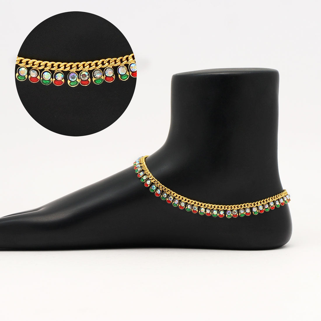 Multi Color Rhinestone Anklets (ANK1011MLT) Jewellery GetGlit