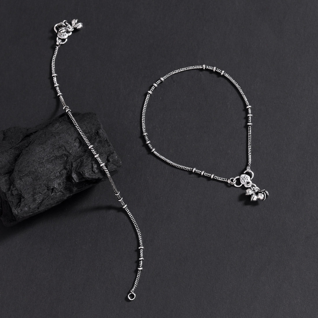 Silver Color Oxidised Anklets Jewellery GetGlit