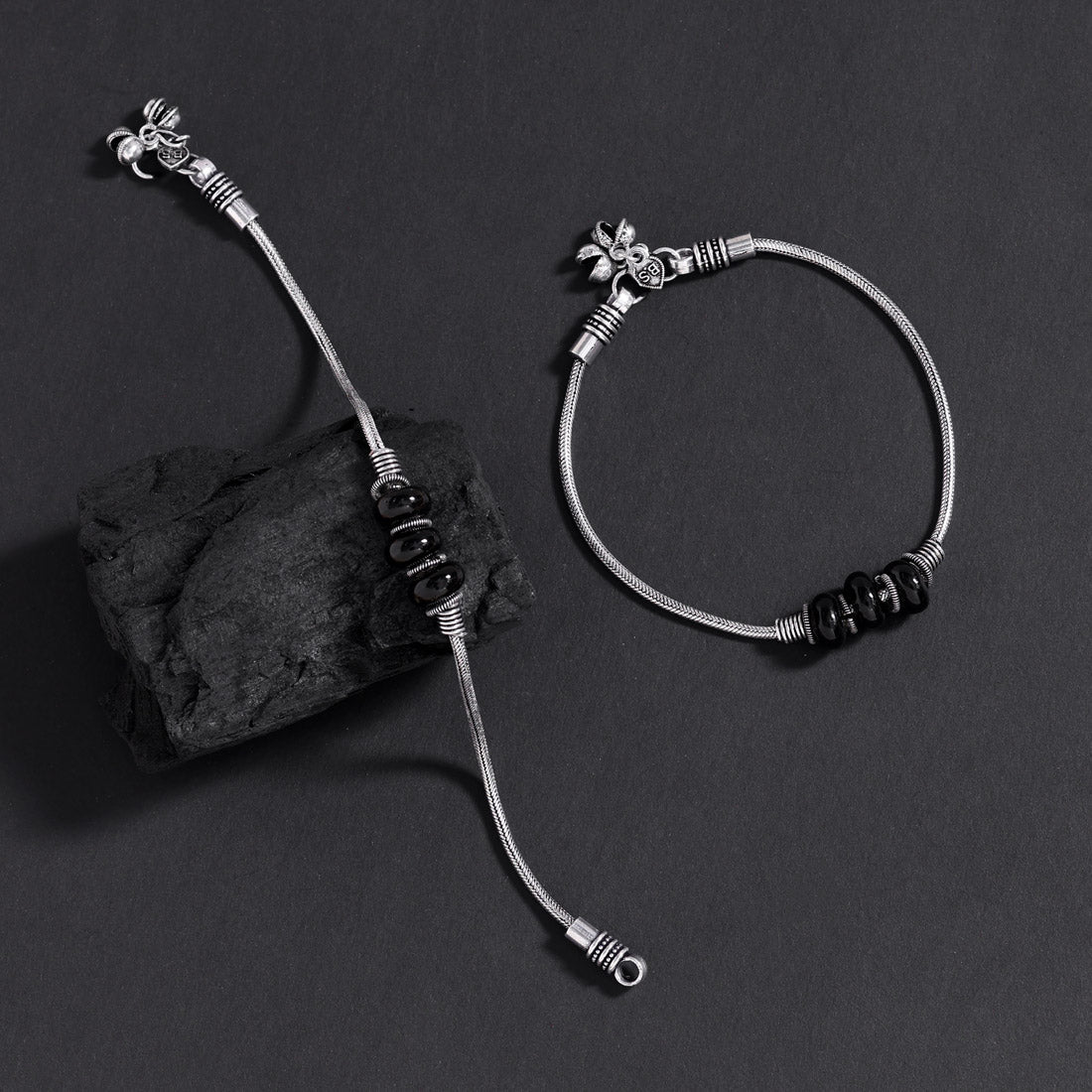 Black Color Oxidised Anklets Jewellery GetGlit