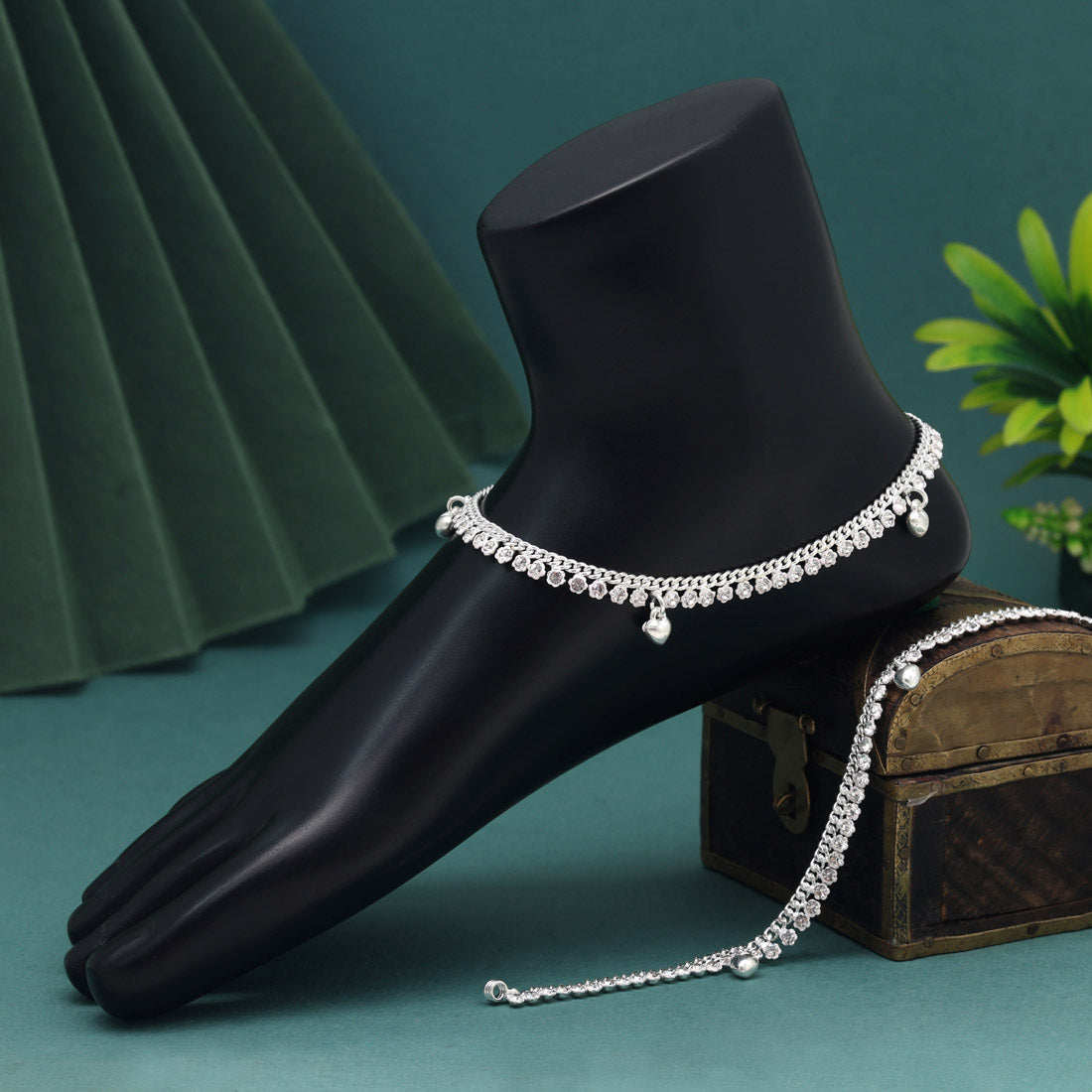 Silver Color Anklets (ANK1135SLV) Jewellery GetGlit   