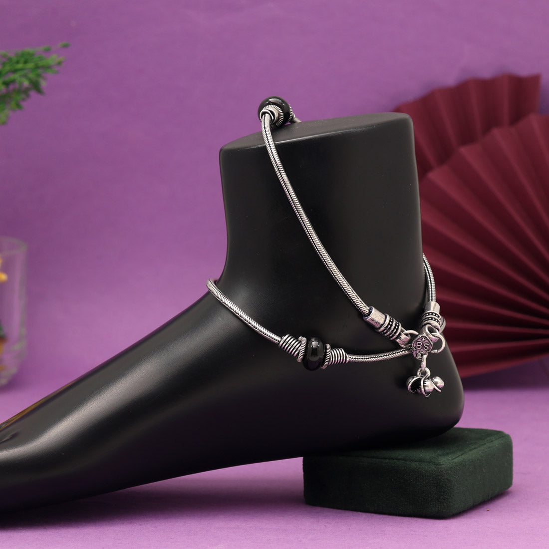 Black Color Oxidised Anklets (ANK1151BLK) Jewellery GetGlit