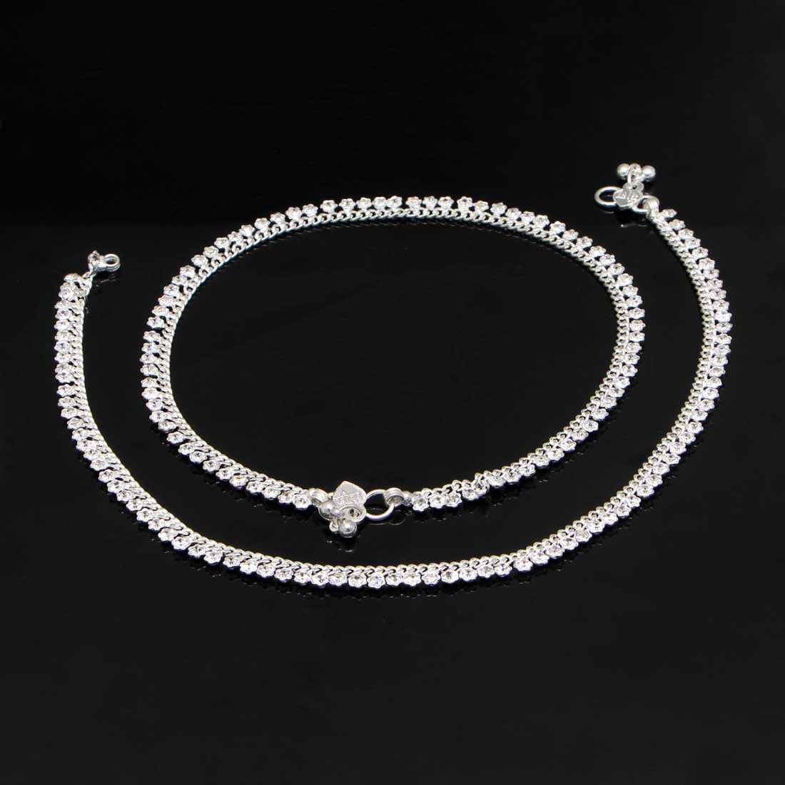 Silver Color Rhinestone Anklets (ANK353SLV) Jewellery GetGlit