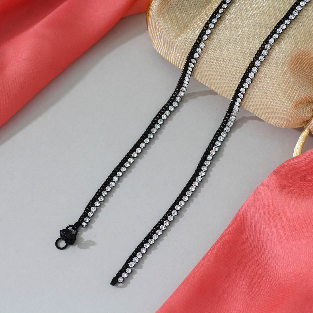 Black Color Rhinestone Anklets (ANK911BLK)  GetGlit   