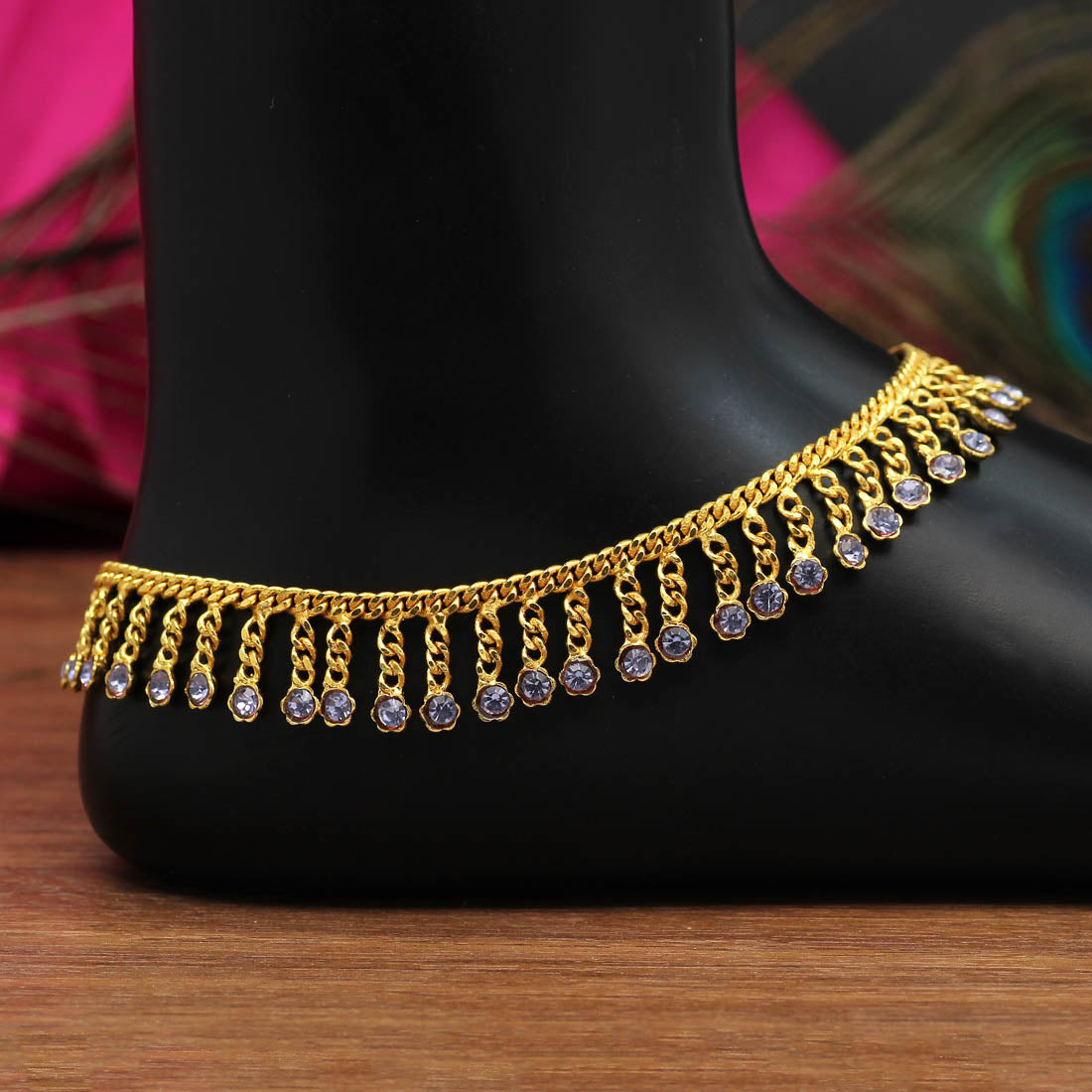 Red Color Rhinestone Anklets (ANK949RED) Jewellery GetGlit   