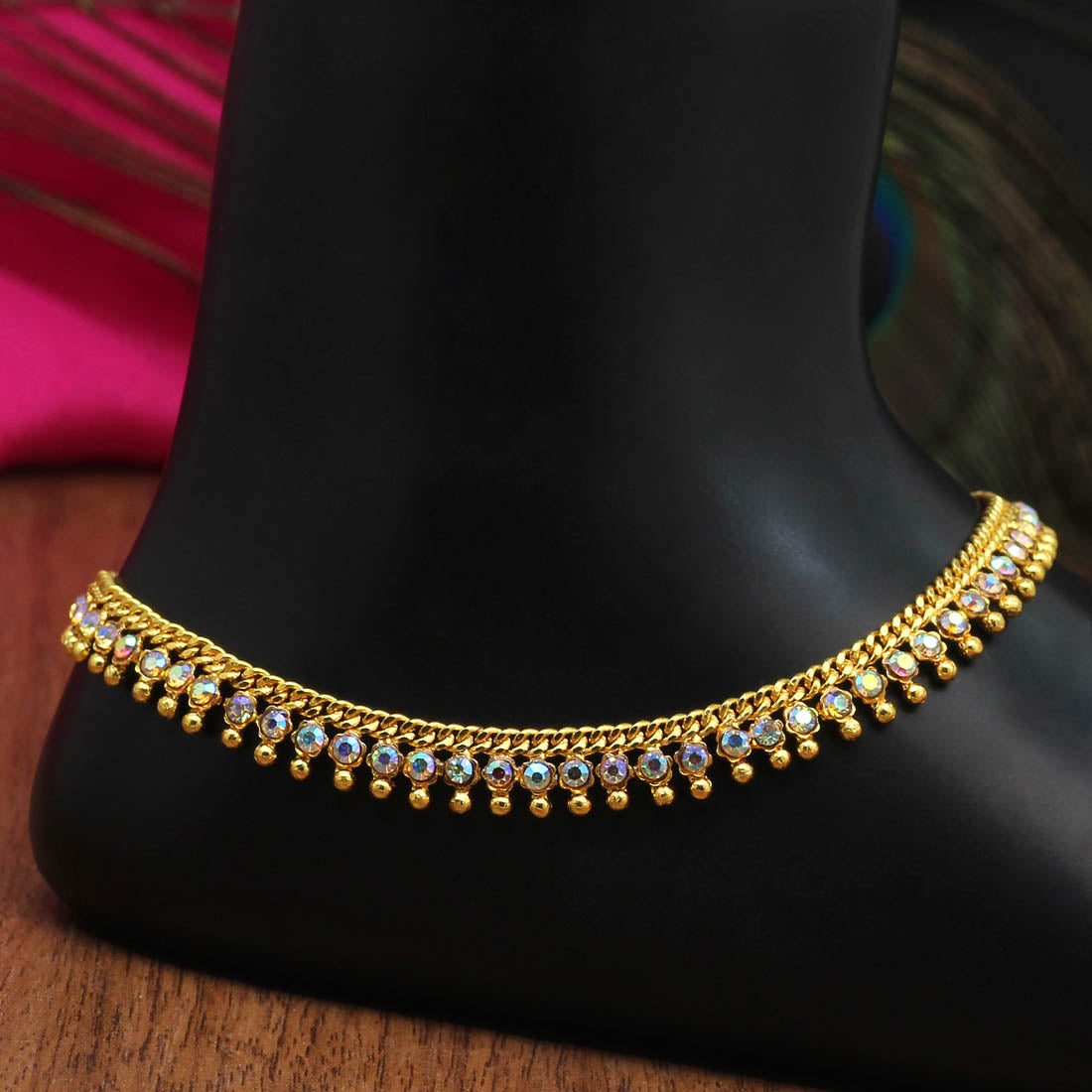 Rainblow Color Rhinestone Anklets (ANK989RNW)