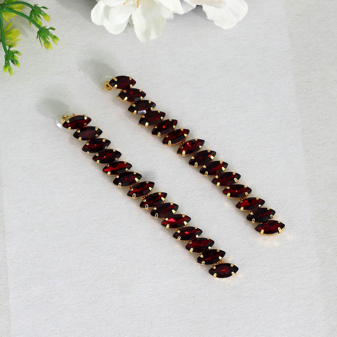 Maroon Color Antique Rivoli Stone Earrings (ANTE1496MRN) Earrings GetGlit   