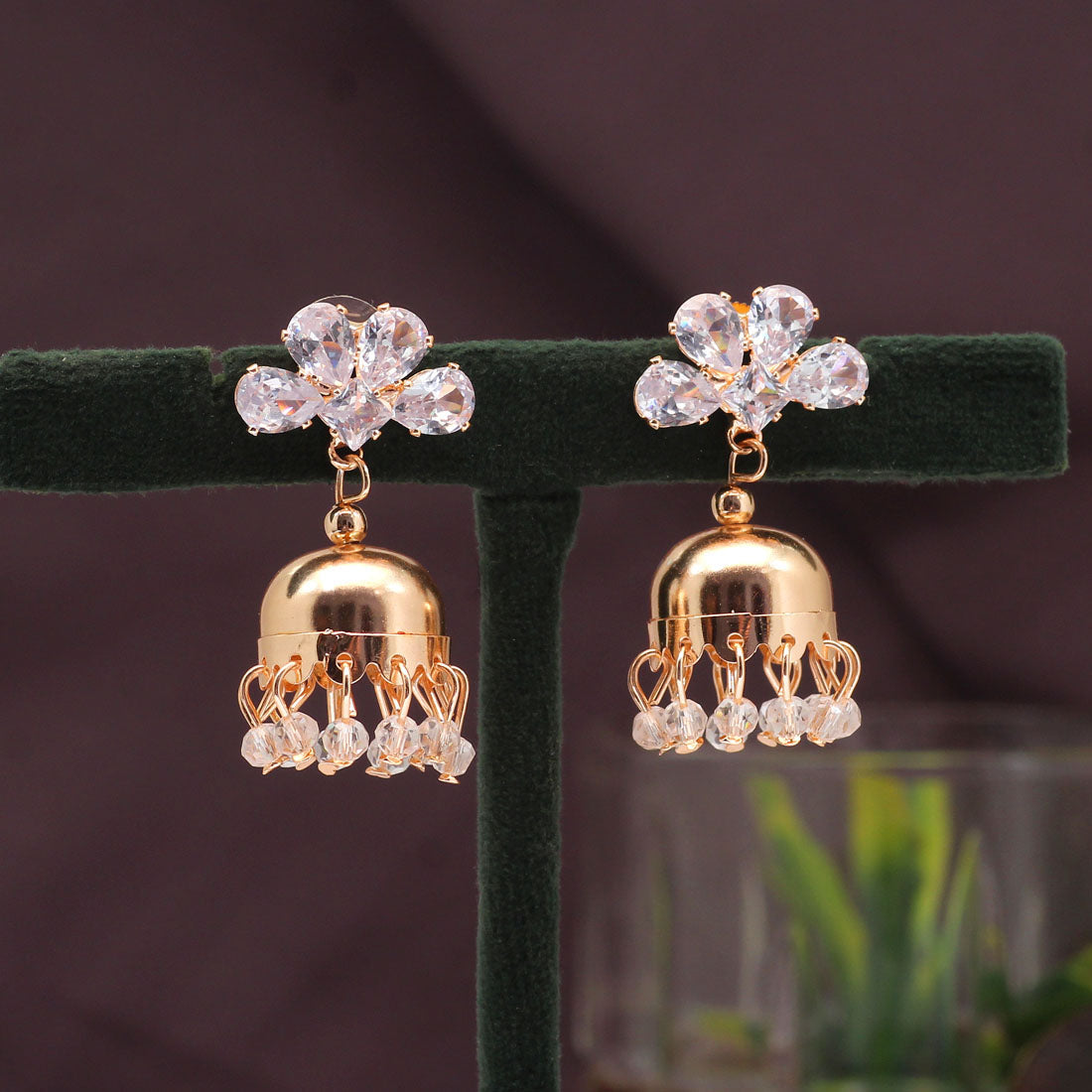 White Color Rose Gold Earrings (ANTE1647WHT) Earrings GetGlit   