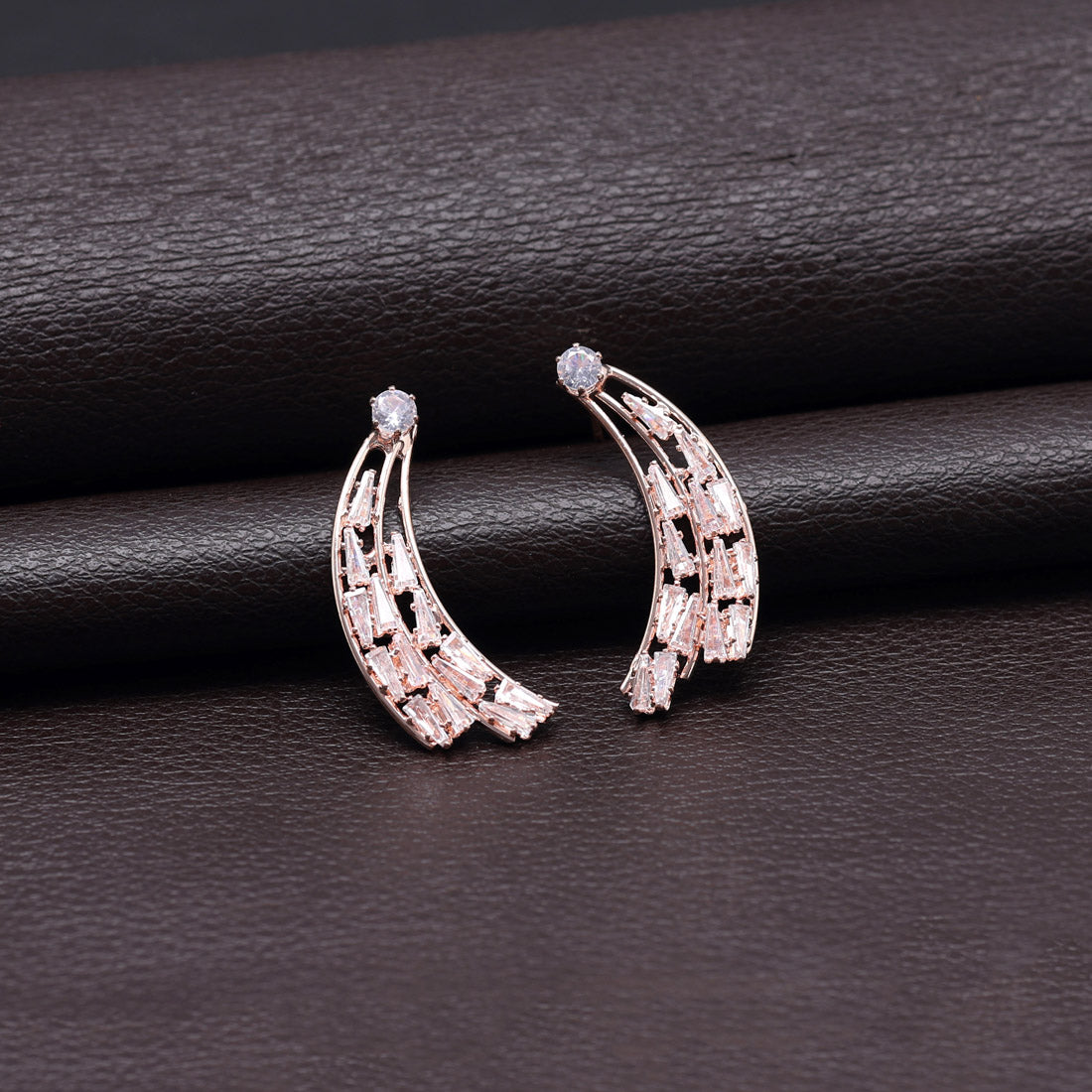 White Color Rose Gold Earrings (ANTE1678WHT) Earrings GetGlit   