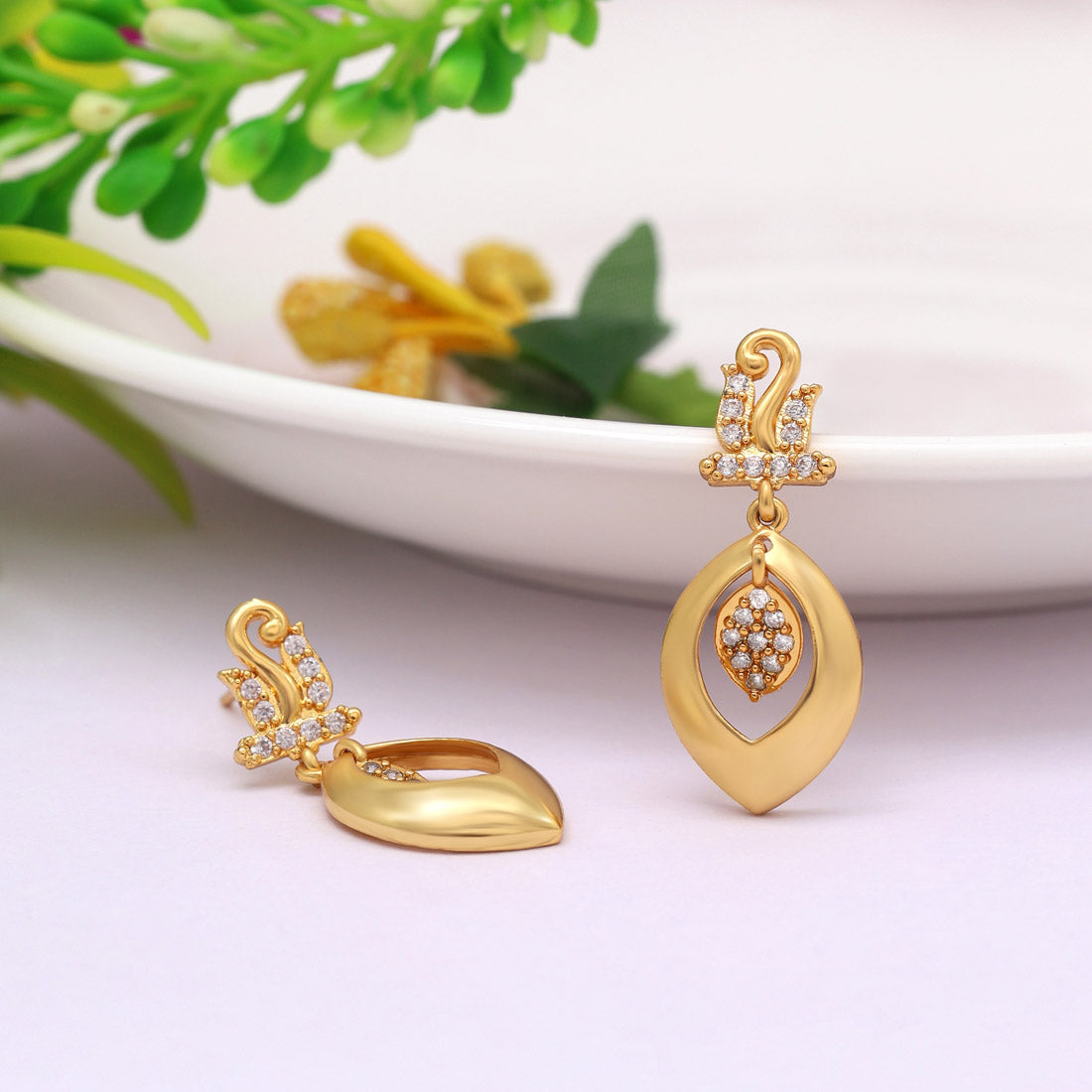 Gold Color Antique Gold Plated Earrings (ANTE1690GLD) Earrings GetGlit   