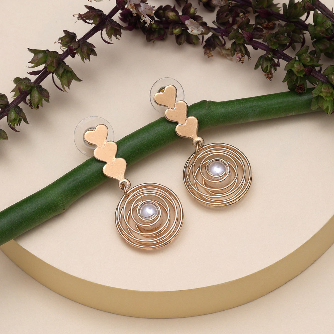 White Color Stone Rose Gold Earrings (ANTE1669WHT) Earrings GetGlit   