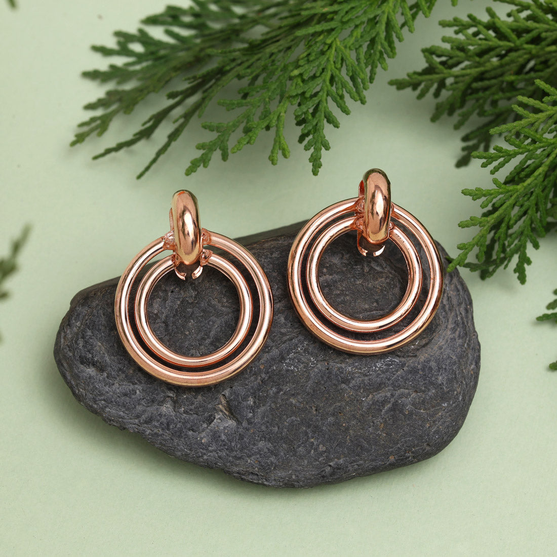 Rose Gold Color Fashion Earrings (ANTE1723RGLD) Earrings GetGlit   