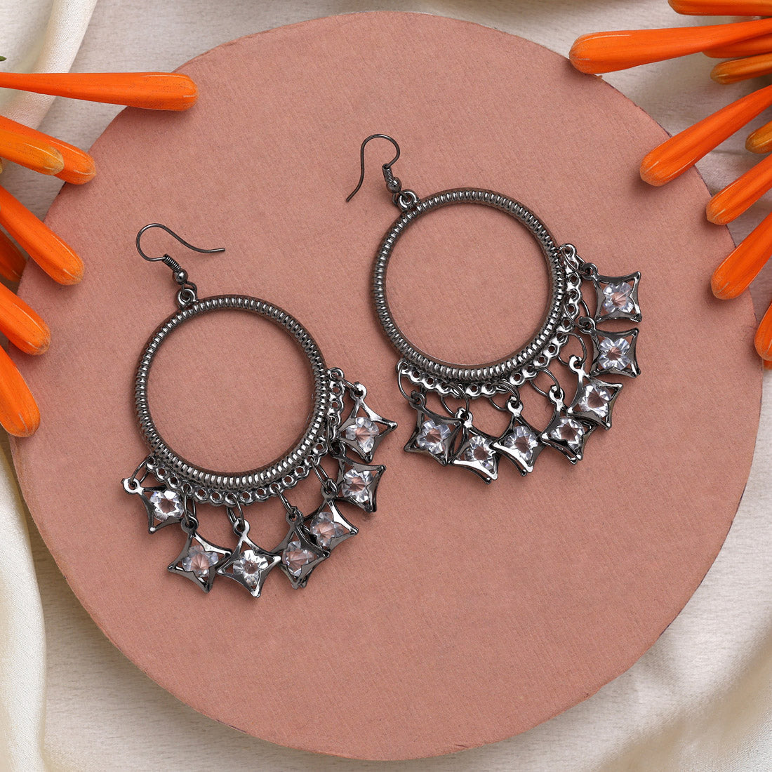 Black Color Fashion Earrings (ANTE1728BLK) Jewellery GetGlit   