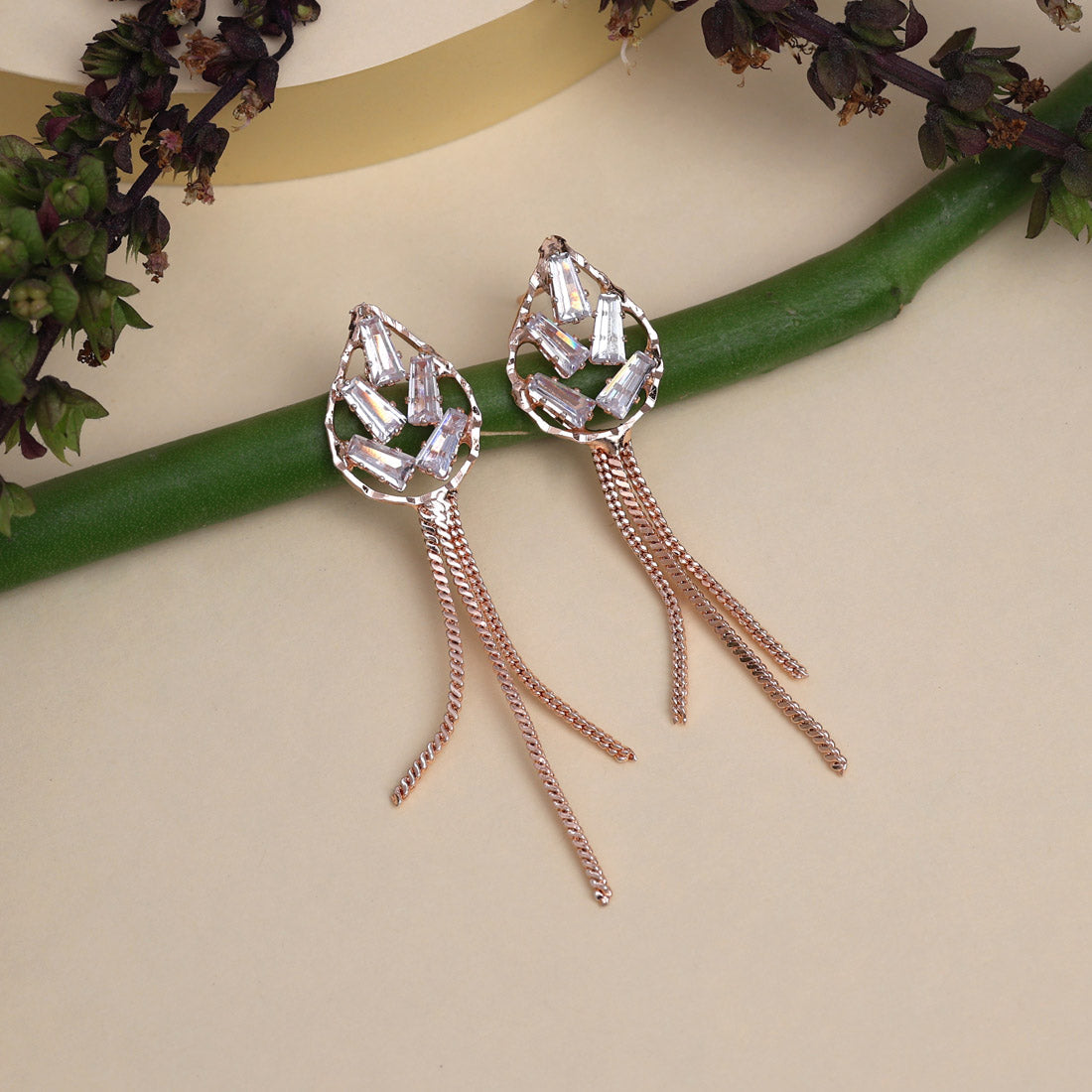 Rose Gold Color Fashion Earrings (ANTE1730RGLD) Earrings GetGlit   